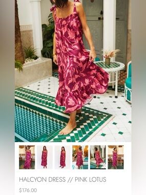 Citrine Halcyon Pink Lotus Floral Midi Dress